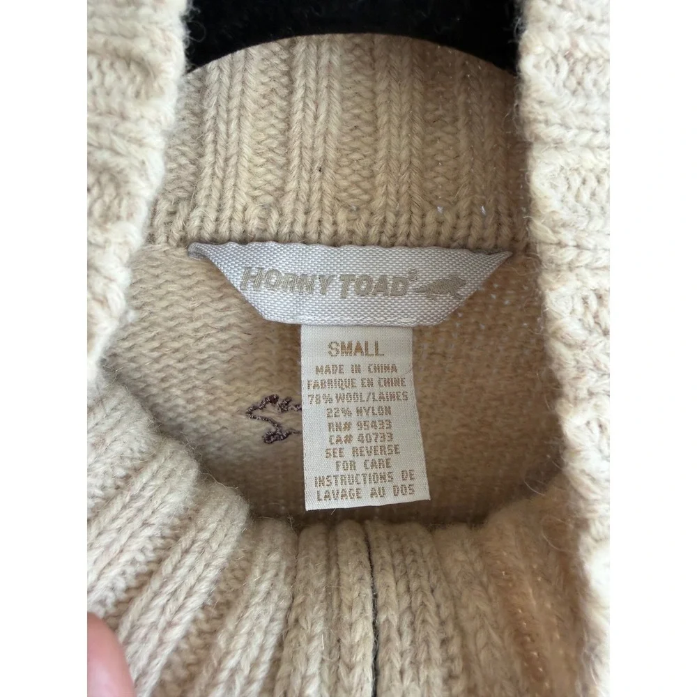 Horny Toad Wool Blend Full Zip Mock Neck Sweater Cream Nordic Small - Picture 4 of 5